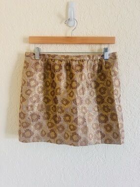 J. Crew Metallic Gold Floral Jacquard Mini  skirt